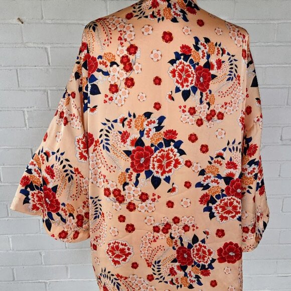 Violet & Claire Floral Kimono Style Jacket/Shirt- Large- Floral Dressing Coat - Picture 7 of 13